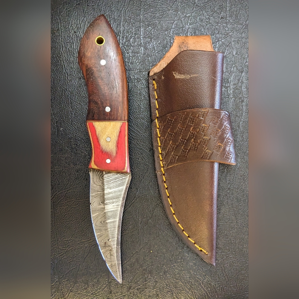 Damascus steel blade men's hunting skinner knife, T1-K